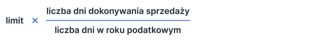 Wzór proporcjonalnego obliczenia limitu obrotu w pierwszym roku działalności