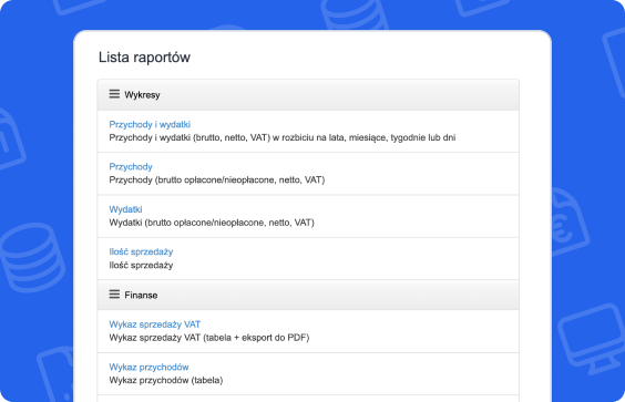 Raporty finansowe firmy w Fakturowni – przychody, wydatki, sprzedaż VAT i wykresy