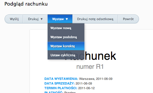 korekta na fakturze