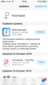 aktualizacja aplikacji fakturownia.pl