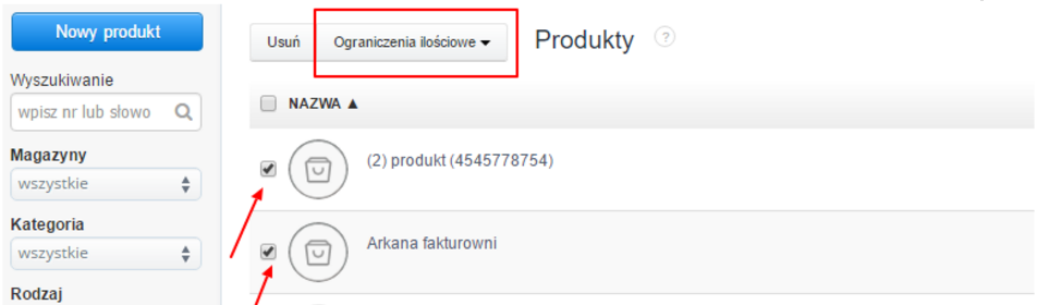 ograniczenia ilościowe produktów