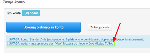 aktywowanie przedłużenie planu