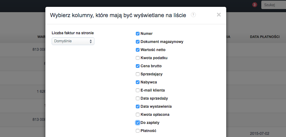 podsumowanie kolumna do zapłaty