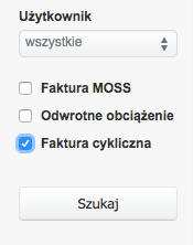 filtr klient faktura cykliczna