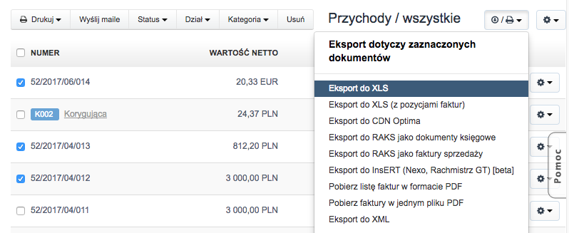 eksport dokumentów z fakturowni