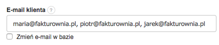 e-mail klienta dodanie kilku odbiorców