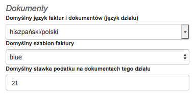możliwość skonfigurowania domyślnego podatku