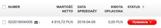 powiadomienia o nieopłaceniu faktury