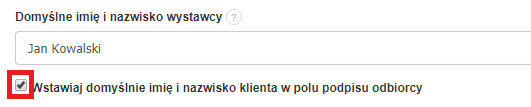 Wstawiaj domyślnie imię i nazwisko klienta w polu podpisu odbiorcy