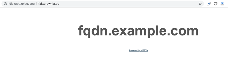 Zablokowana strona fakturownia.eu z komunikatem fqdn.example.com w przeglądarce