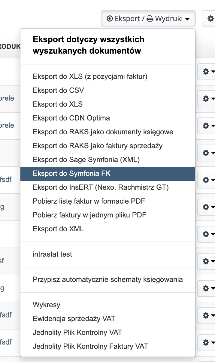 fakturownia nowosci eksport do systemu Symfonia Finanse i Księgowość