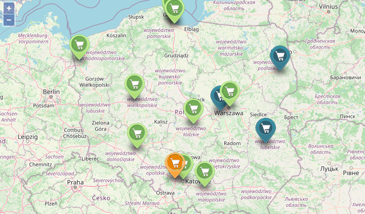 mapa polski ze sklepami zamów ze sklepu