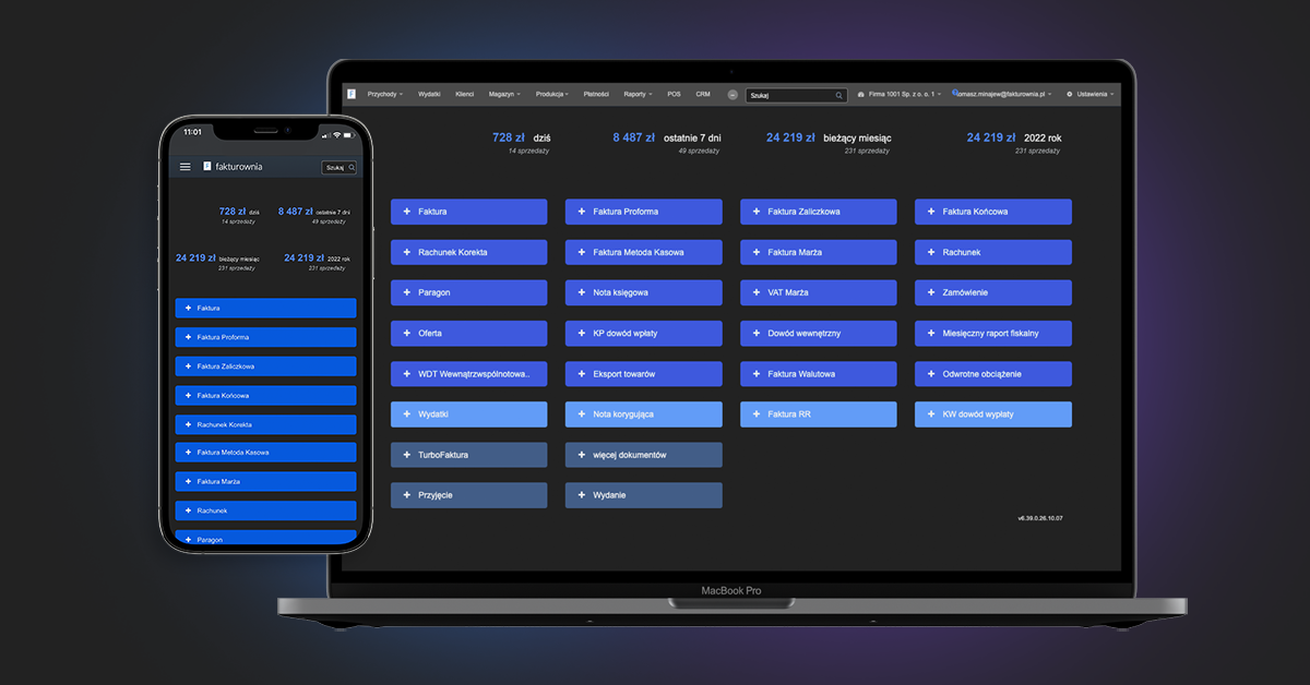 Dark Mode Tryb Ciemny Fakturownia