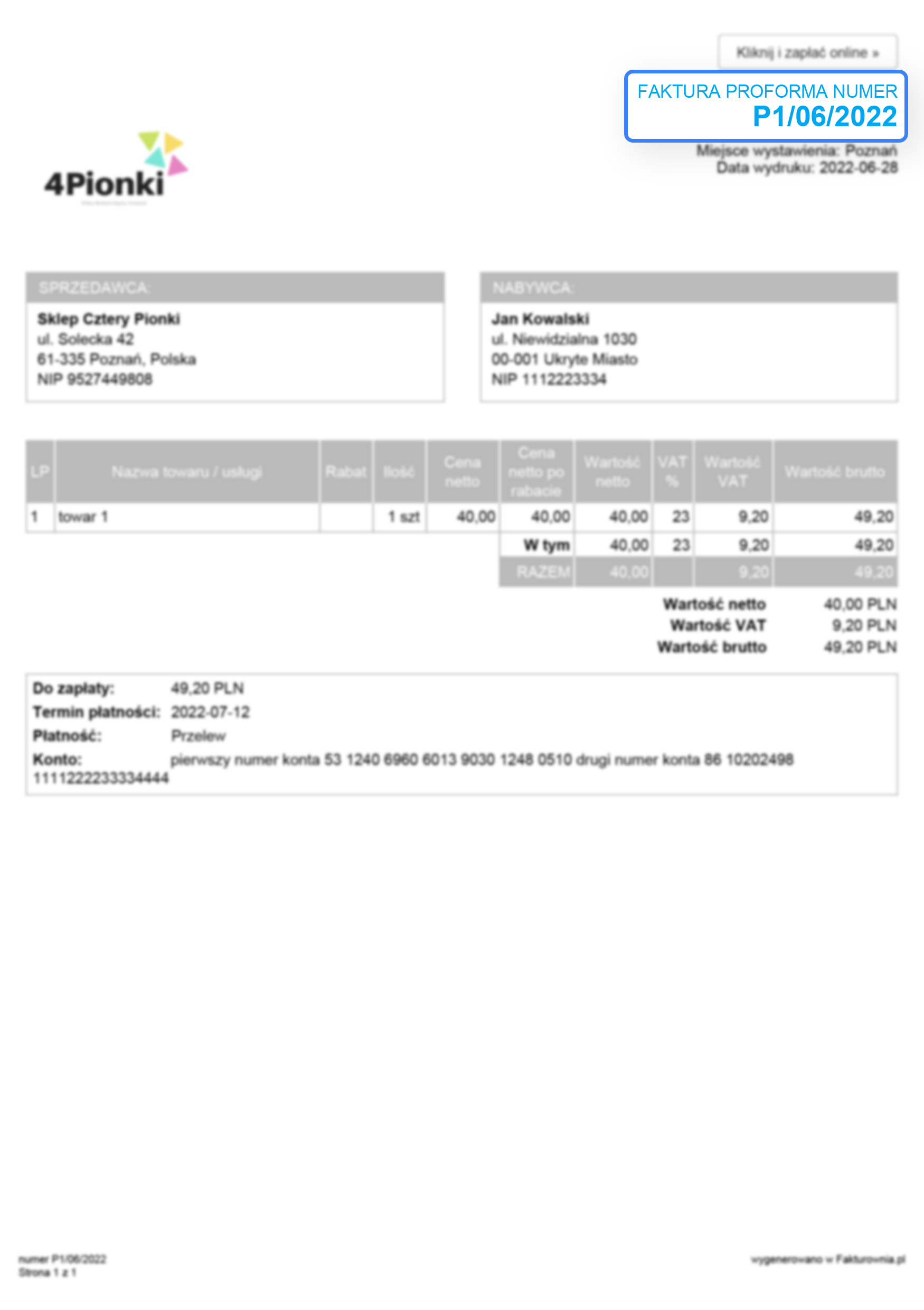 faktura proforma