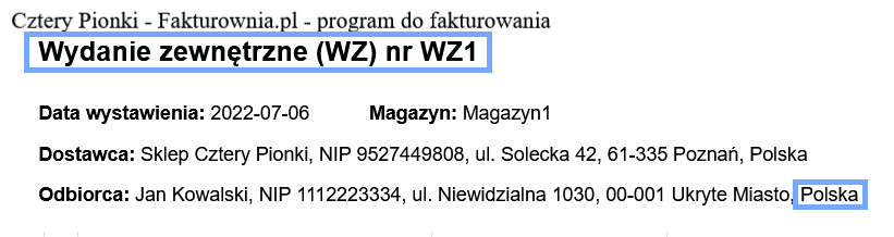dokument magazynowy wz