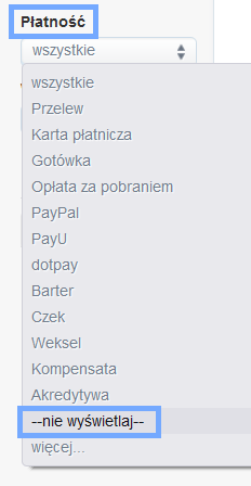 filtr płatność