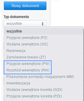 dokumenty PW i RW