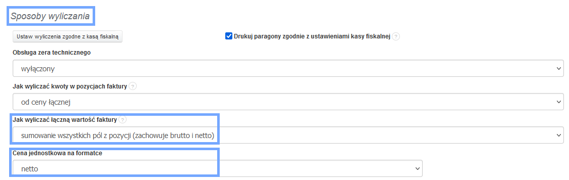 wyliczenie kwoty VAT netto wariant 1