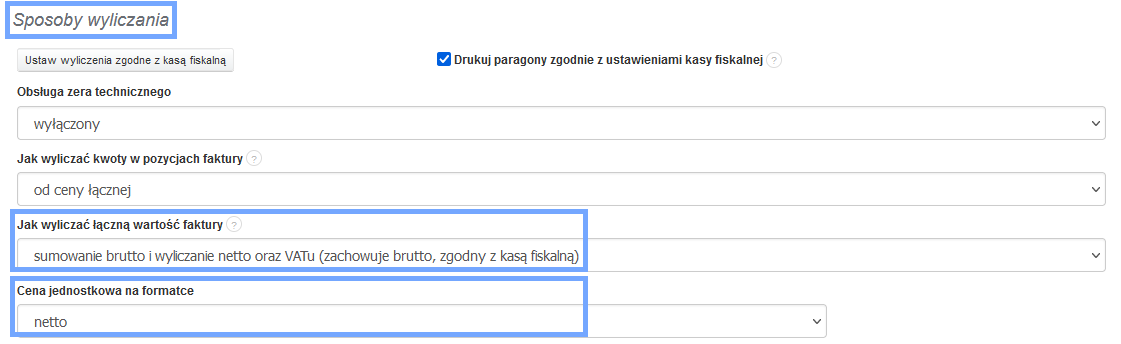 wyliczenie kwoty VAT netto wariant 2