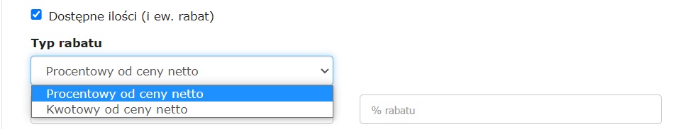rabat kwotowy w produkcie w sprzedaży online