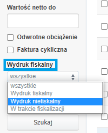 filtr wydruk fiskalny