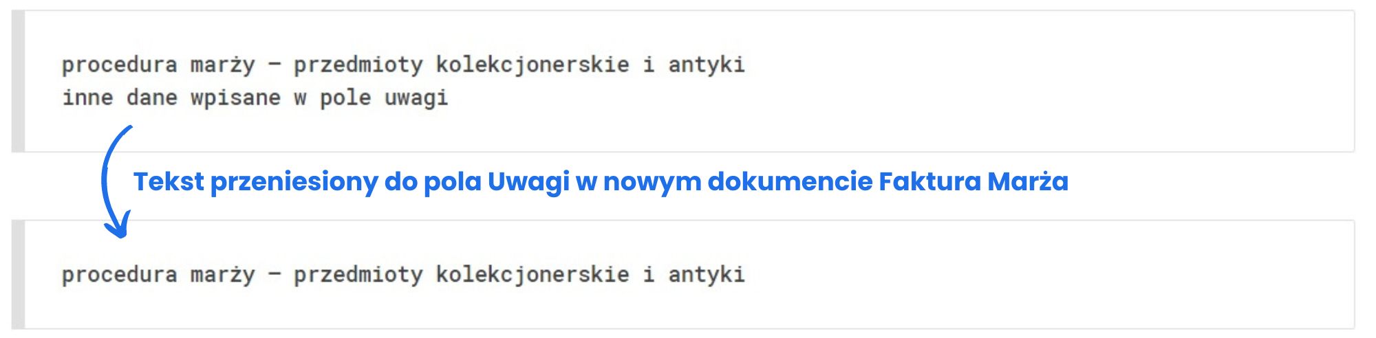 faktura marża uwagi