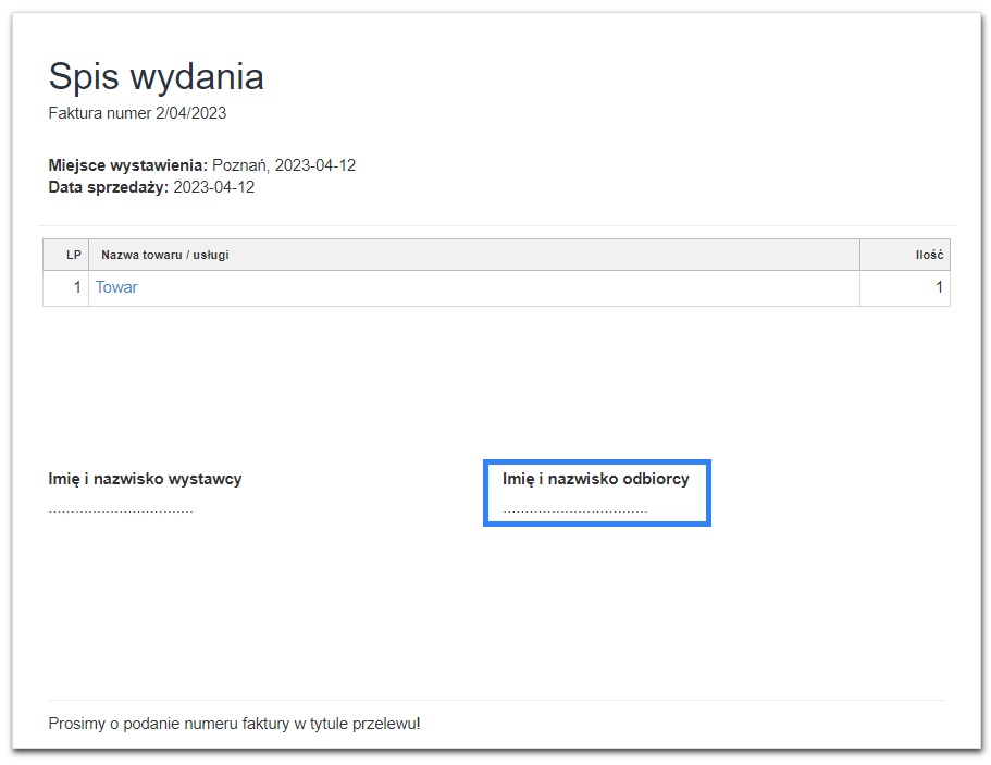 spis wydania