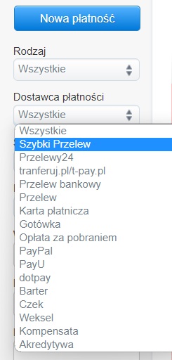szybki przelew filtr w płatnościach