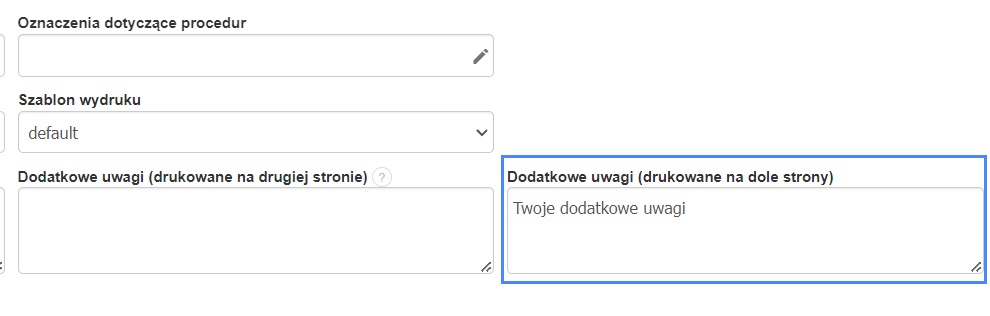 dodatkowe uwagi