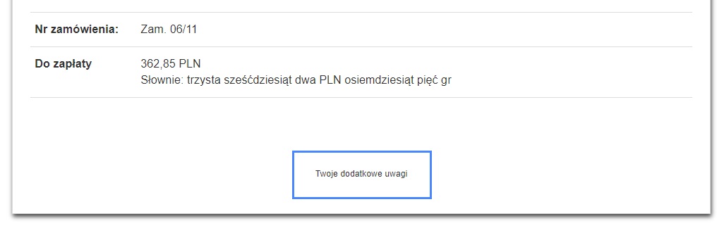 dodatkowe uwagi na dole strony