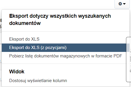 eksport do XLS (z pozycjami)