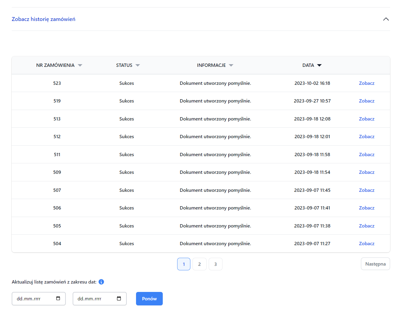 tabelka woocommerce