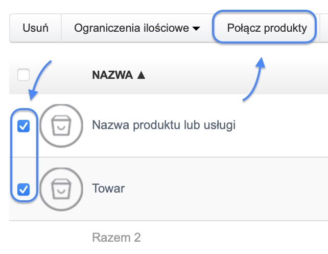 łączenie produktów