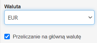 przeliczanie na główną walutę