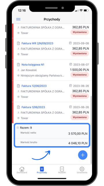 podsumowanie na liście fakt mobile