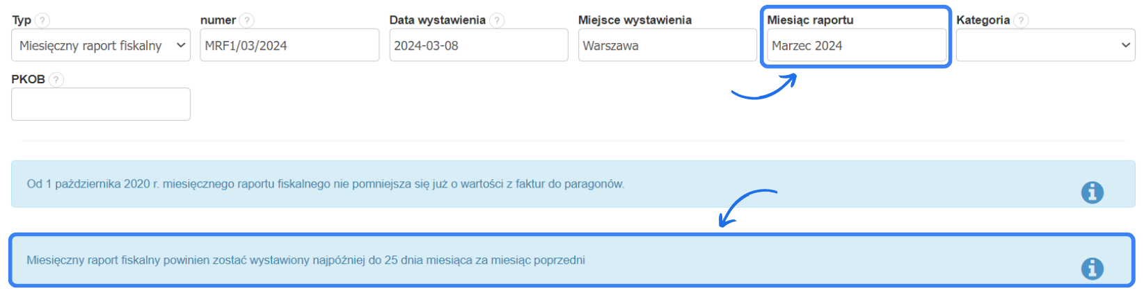 miesięczny raport fiskalny