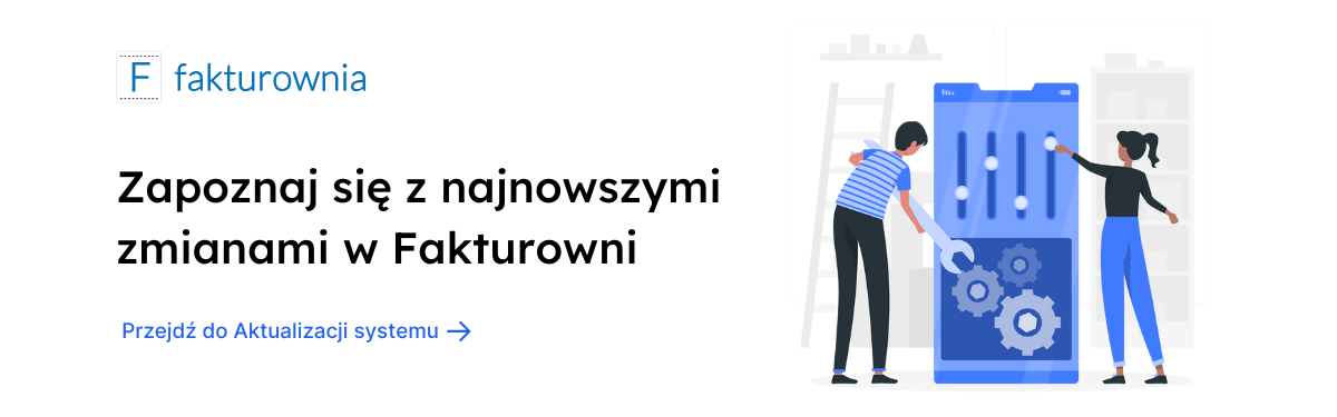 Baner Fakturowni z odnośnikiem do strony Aktualizacje systemu