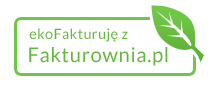 Baner ekoFakturuję z Fakturownia.pl – białe tło, zielona ramka, zielony liść