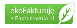 Baner ekoFakturuję z Fakturownia.pl – zielone tło, biały tekst, biały liść