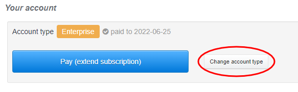 How to change type of an account