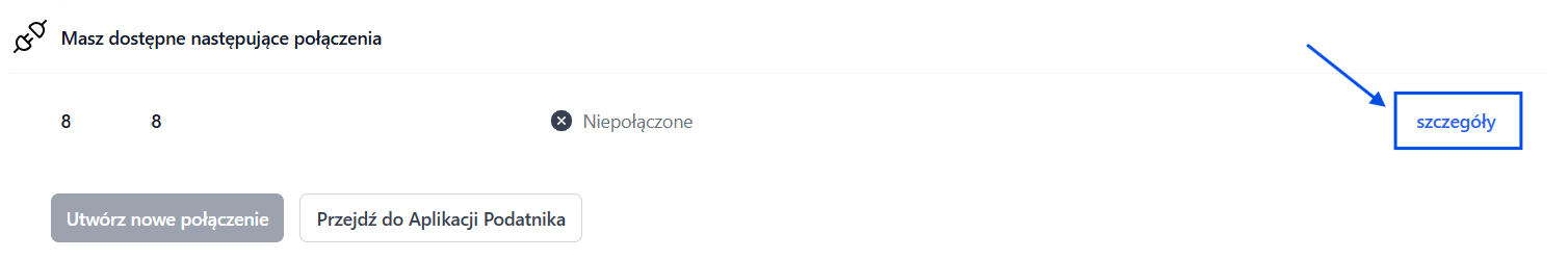 Widok szczegółów połączenia w ustawieniach integracji z KSeF w Fakturowni.