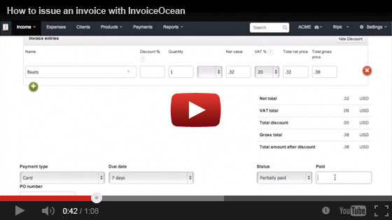 How to issue an invoice with InvoiceOcean