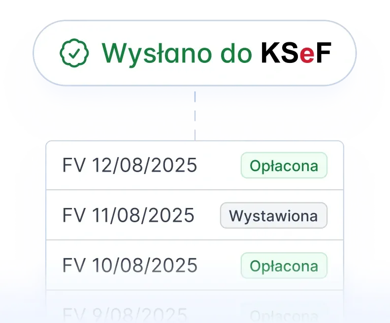 Lista faktur z oznaczeniem statusu KSeF w Fakturowni
