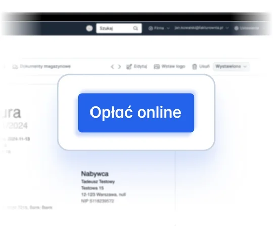Faktura z przyciskiem Opłać online i danymi nabywcy