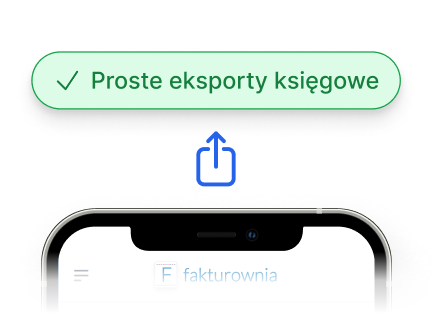 Ekran telefonu z logo Fakturownia i etykietą Proste eksporty księgowe