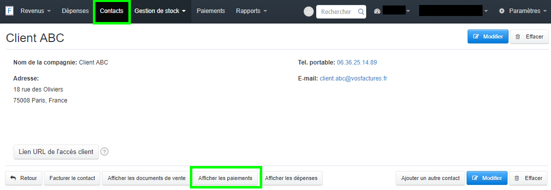 Facturation Contact Client Fournisseur Paiement Liste Solde