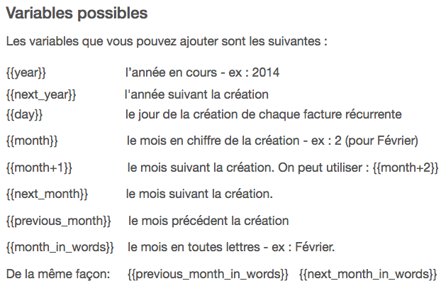 Facturation Facture Proforma Récurrence Variables Date Abonnement