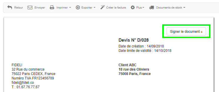 Facturation Devis Bon de Commande Signature en Ligne Accord Accepté