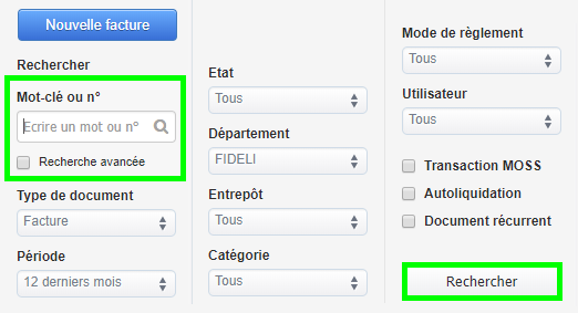 Facturation Facture Devis Recherche Avancée Rechercher
