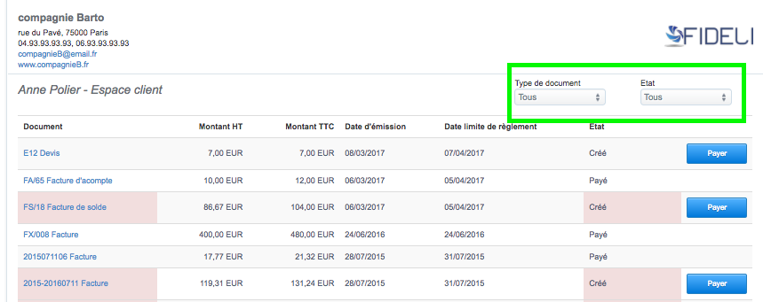 Facturation Accès Client Espace Récapitulatif Facture Paiement Devis